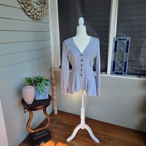 Free People Light Gray Button-Up Cardigan